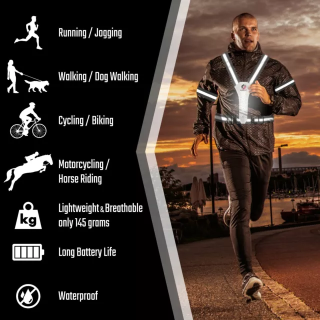 LUMEFIT Safety Running Cycling Reflective USB LED Vest Armbands High Visibility 3