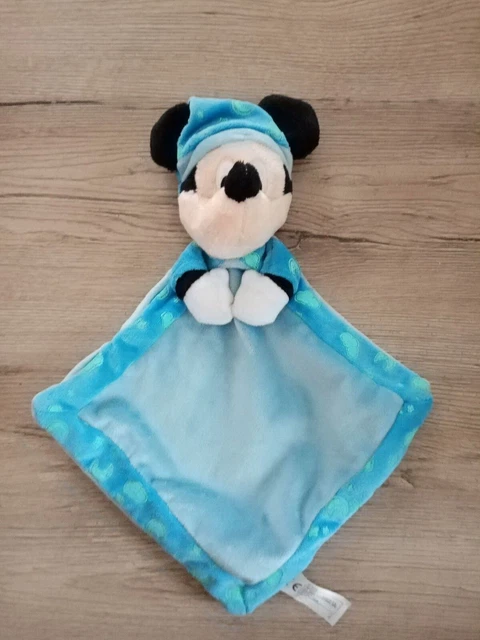 doudou plat Mickey bleu luminescent nuage étoile DISNEY