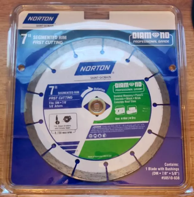 NEW! Norton 7" Segmented Rim Diamond Saw Blade 50510-038, New Sealed.