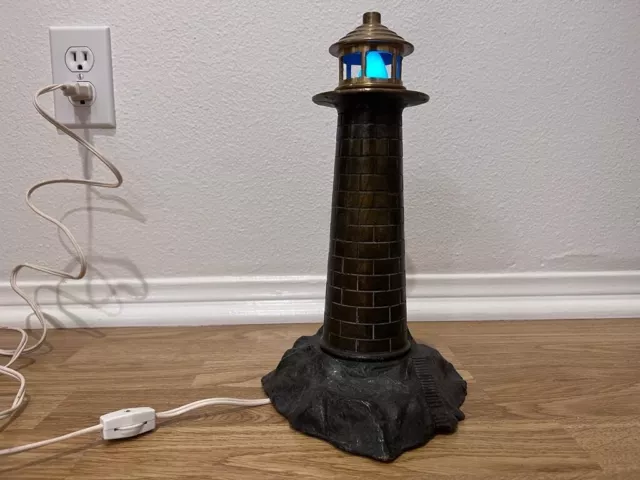 Antique Vintage Cast Brass Lighthouse Light House Table Lamp