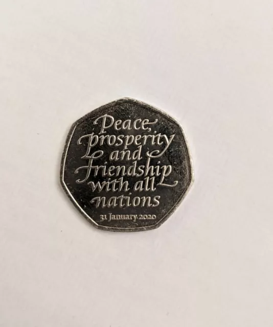 Brexit 50p coin Peace, prosperity & friendship