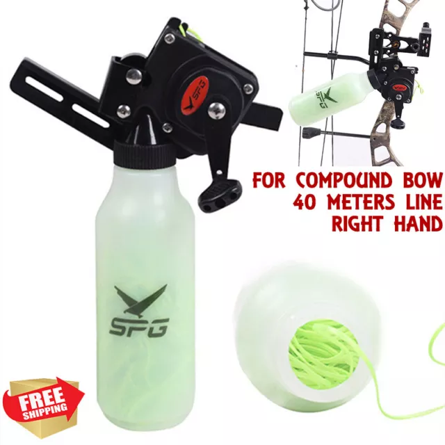 SPG Bowfishing Reel Archery Bottle Bow Fishing Reels Kits with 40M Fishing  Rope Bow Mounted Attachment for Right Hand Compound Bow Recurve Bow