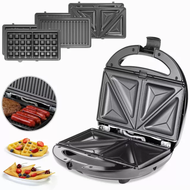 3 in 1 Sandwichmaker Kontaktgrill Waffeleisen 800 W Grillampel Sandwichtoaster