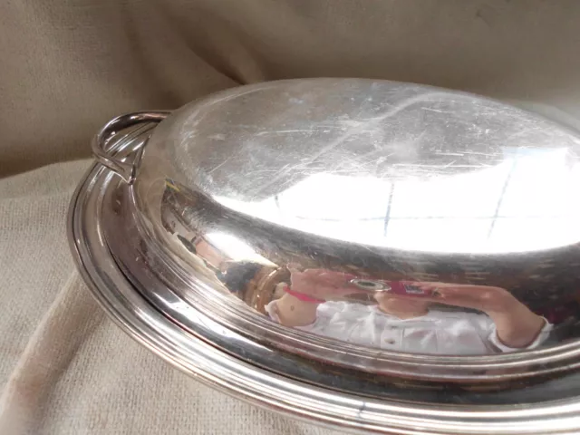VINTAGE EPNS SHEFFIELD QUALITY OVAL LIDDED SERVING DISH with HANDLES 2