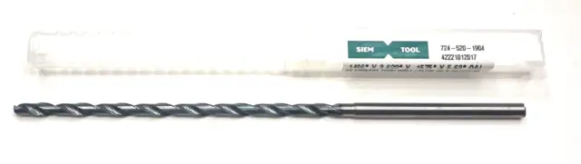 SIEM 9/64" Solid Carbide Drill Coolant Thru AlTiN Coating 2 Flute USA Made
