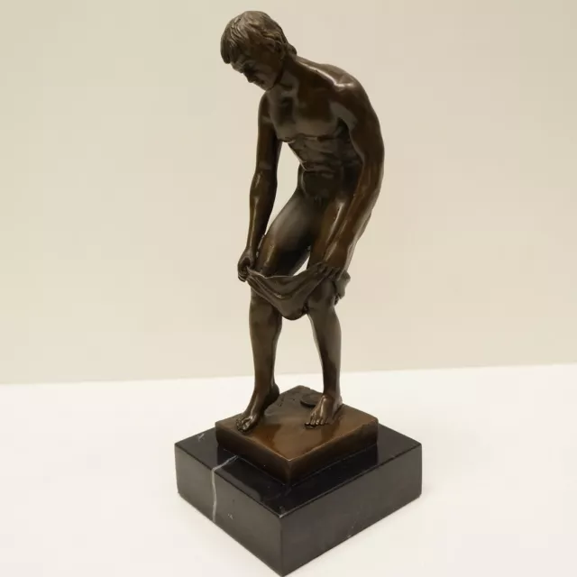 Signed Bronze Art Deco Style Art Nouveau Style Sexy Athlete Sculpture Statue