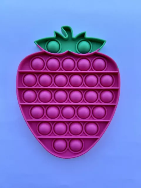 1 Piece Silicone Pops Bubble Sensory Fidget Toy Pink Strawberry Fruit Pop It