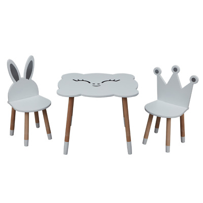 Kids Table and Chairs Sets /Toddler Kid`s Wooden Table and Chair - King/Rabbit