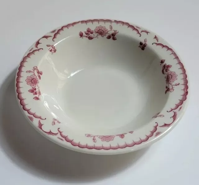 Vtg Shenango China Restaurant Ware ~ Red Chardon Rose ~ Rimmed Cereal Soup Bowl