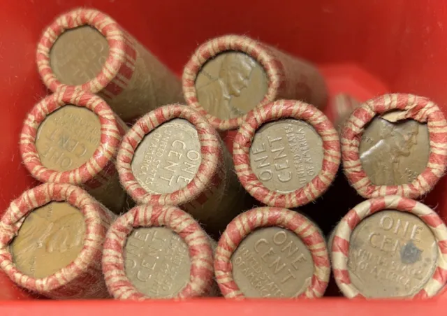 1940-1958 500 Lincoln Wheat Cents - 10 Rolls - Mixed Marks Penny Lot - FREE S/H