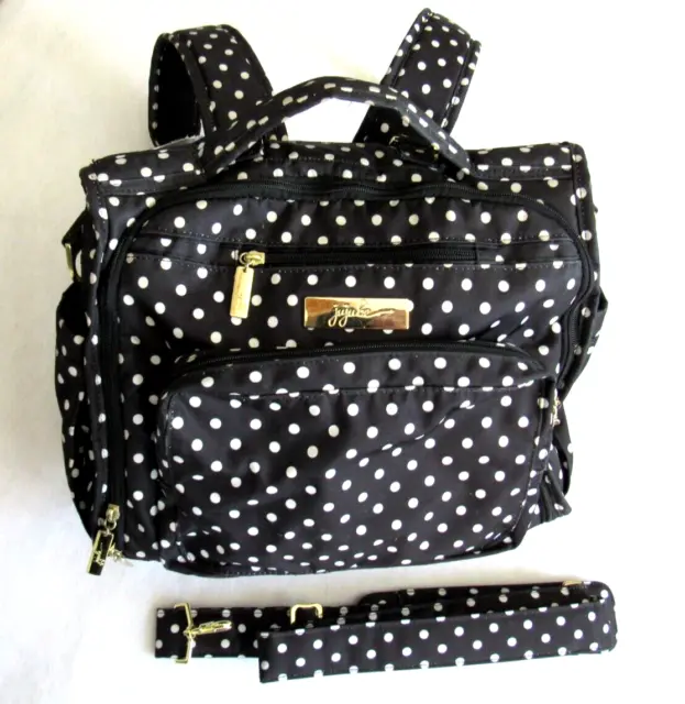 EXC COND Ju Ju Be Jujube BFF Black White Polka Dot Diaper Bag w Shoulder Strap