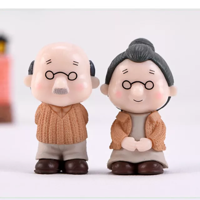 Elderly Couple Statue Love Figurine Sweet and Lovely Keychain Bags