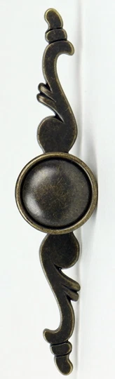 Hardware Cabinet Dresser Drawer Pull KNOB With Long Backplate Antique Brass