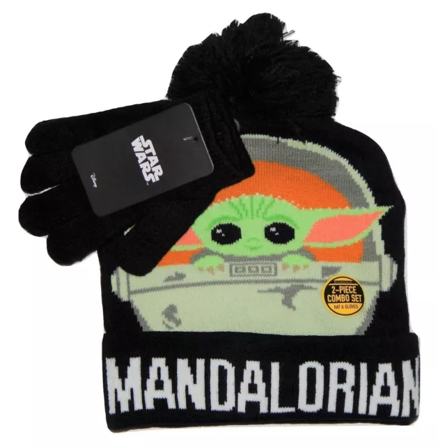 Mandaloriano Bebé Yoda Star Wars Puño Gorro de Punto Invierno Conjunto y Guantes