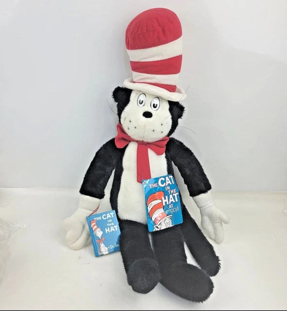 Dr. Seuss Cat in The Hat Plush Stuffed Animal & Book 28" Macys 1995 NEW w/ Tag