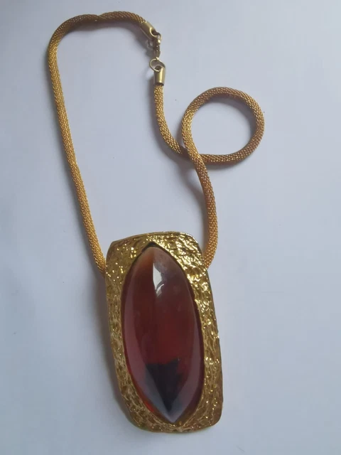 Collier Ras Du Cou Vintage Doré Nina Ricci - Pendentif Rétro - Occasion En Bon état