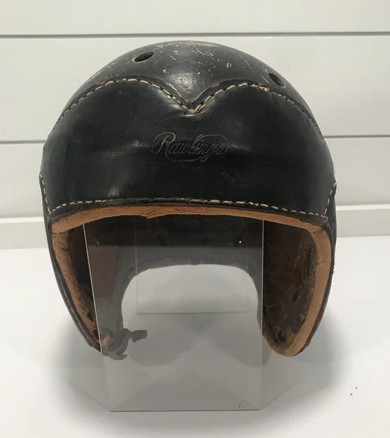 VTG RAWLINGS BLACK Leather Dogear Football Helmet F25 1930’s 125.00