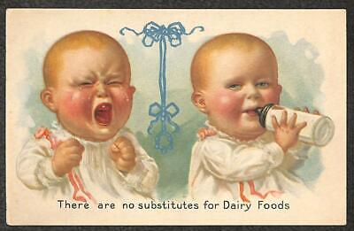 SHARPLES CREAM SEPARATOR BABIES DAIRY FOODS ADVERTISING POSTCARD (c. 1910)