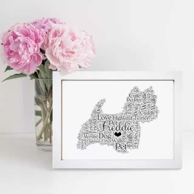 Personalised Westie Dog Framed Print Pet Lover Gift Wall Word Art Gifts