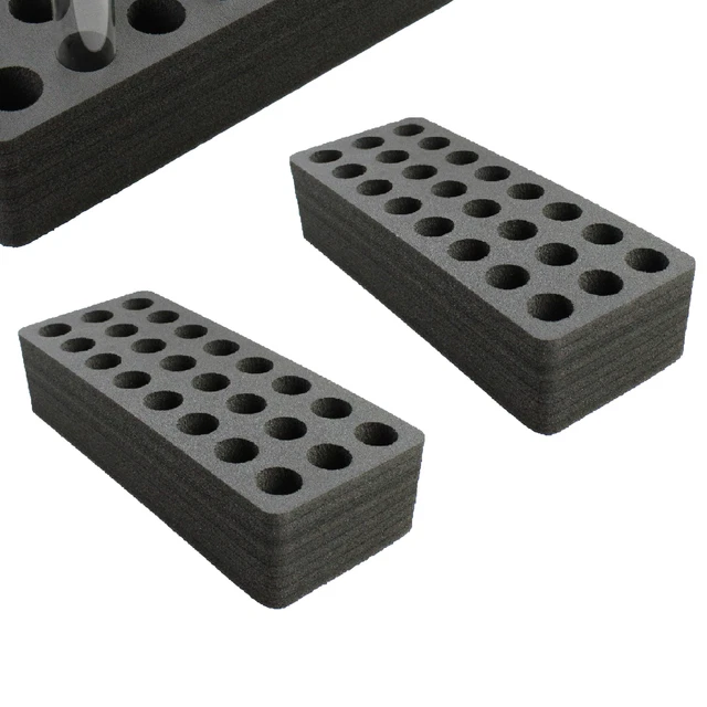 2 Test Tube Freezer Racks Black Foam Stand Transport Holds 24 Fits up to 30mm