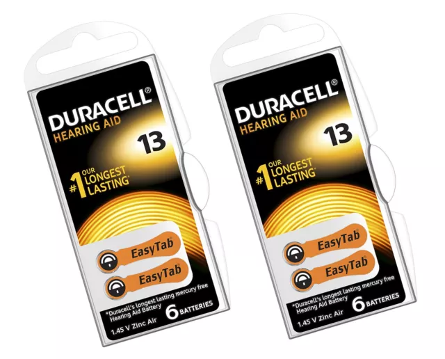 30 x Duracell 13 Hearing Aid Battery Activair 1.45v Zinc Air PR48 Mercury Free