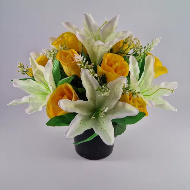 Grave Artificial/Silk flower arrangement grave memorial pot crem vase New Design 2