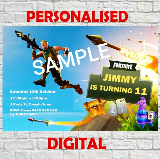 FORTNITE DIGITAL PRINTABLE Birthday Party Invitation £4.36 PicClick UK