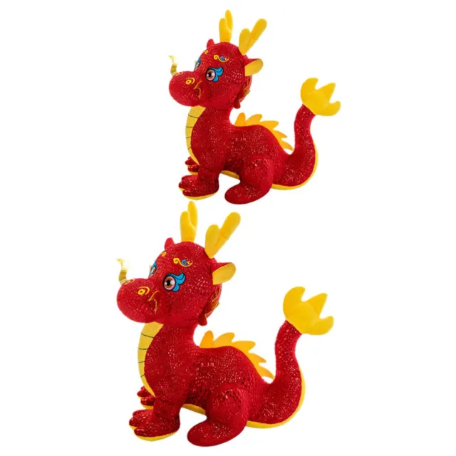 2 Pcs 2024 Dragon Mascot 2024 Stuffed Animal Dragon Mascot Plush Toy Baby Child