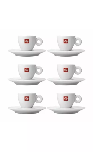 Illy Set 6 tazzine Caffè + piattini Nuove - 6 New Espresso Coffee Cups + Saucers