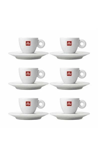 Illy Set 6 tazzine Caffè + piattini Nuove - 6 New Espresso Coffee Cups + Saucers