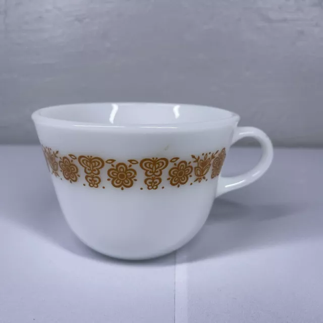 Vintage Pyrex Butterfly Gold Crazy Daisy C Handle Coffee Tea Cup Mug Milk Glass