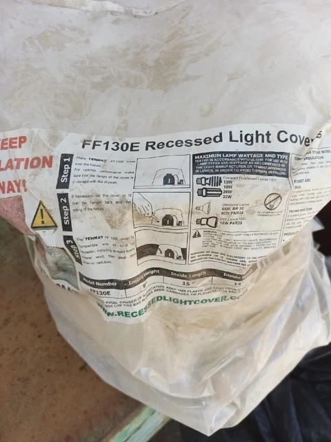 Dos (2) cubiertas de tope de luz empotrada de ahorro de energía Tenmat FF130E