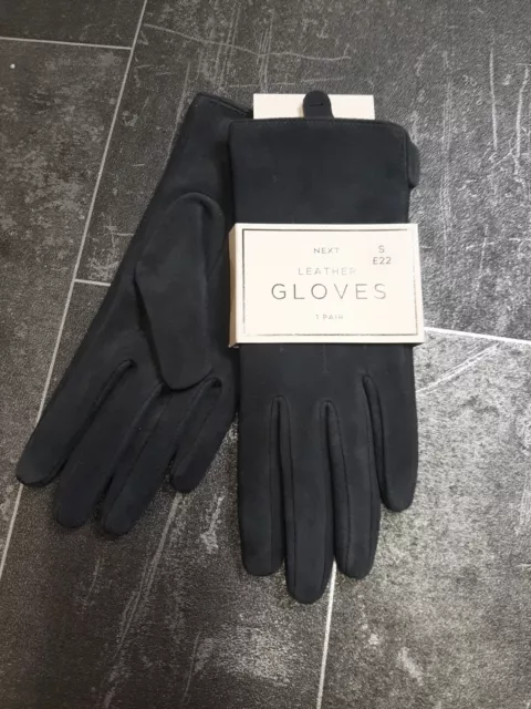 Next Ladies Dark Grey Suede Leather Gloves BNWT Size S