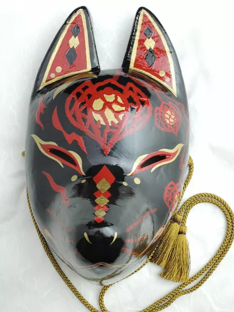 Fox Mask Full Face Kitsune Hand Made Painted Japanese tradition EROSION  Komendo