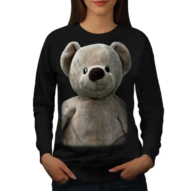 Wellcoda Cute Plush Womens Sweatshirt, Teddy Bear Casual Pullover Jumper