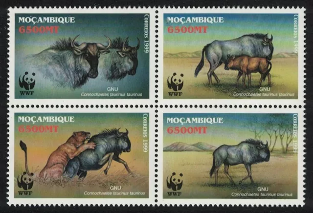 Mozambique WWF Blue Wildebeest 4v Block of 4 2000 MNH SG#1542-1545