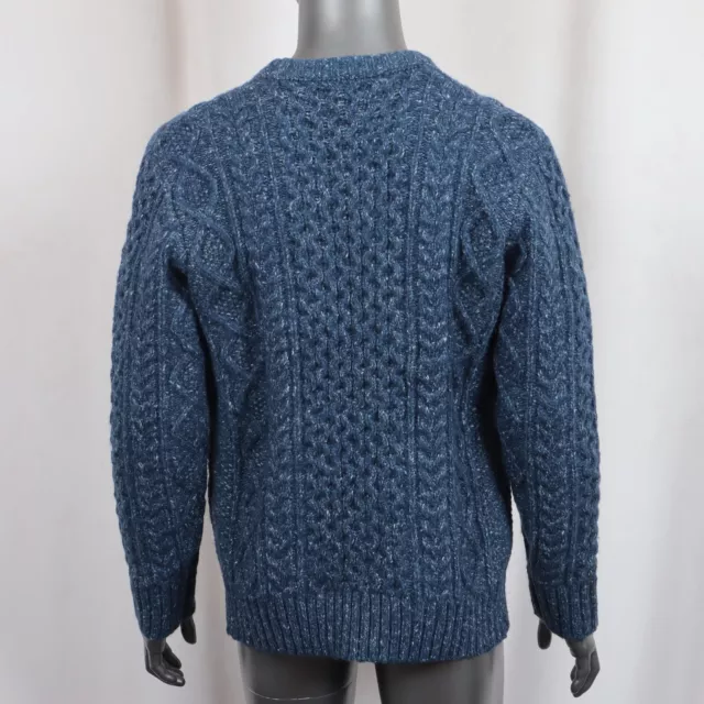 RRL Double Ralph Lauren Indigo Aran Irish Cable-Knit Donegal Wool Sweater Size L 2