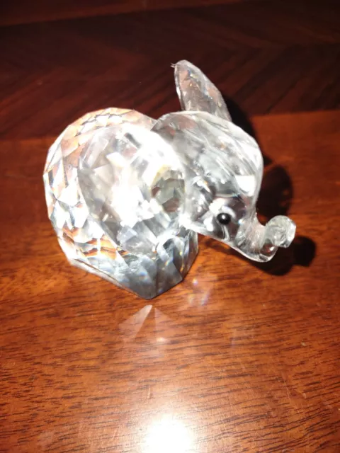 SWAROVSKI Crystal BABY ELEPHANT with BLACK EYES. Missing Metal TAIL 2 3/8" Cute!