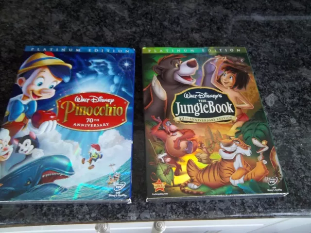 Lot of 2 Disney DVDs - Anniversary/Platinum - PINOCCHIO & JUNGLE BOOK  SEALED