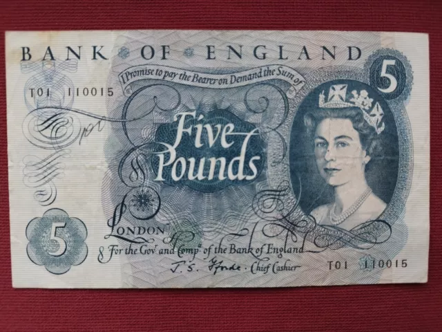 Bank of England 5 Pound Note - J.S. Fforde - (T01) - See Description