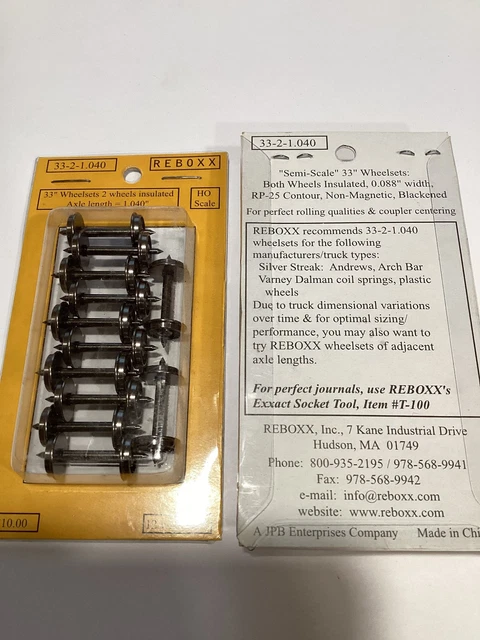 ReBoxx-2 HO Scale Wheel Sets - 1.055" Axle, 12 Per Pack, NMRA RP-25 Compliant