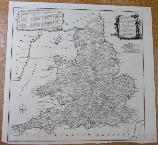 England  1779 Original Road Map  14 By 15.5 "  Modern British Traveler