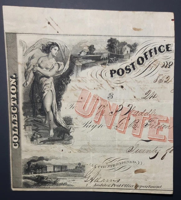 1861 Postmaster General's Draft.civil War Era Billhead. Steubenville, Ohio