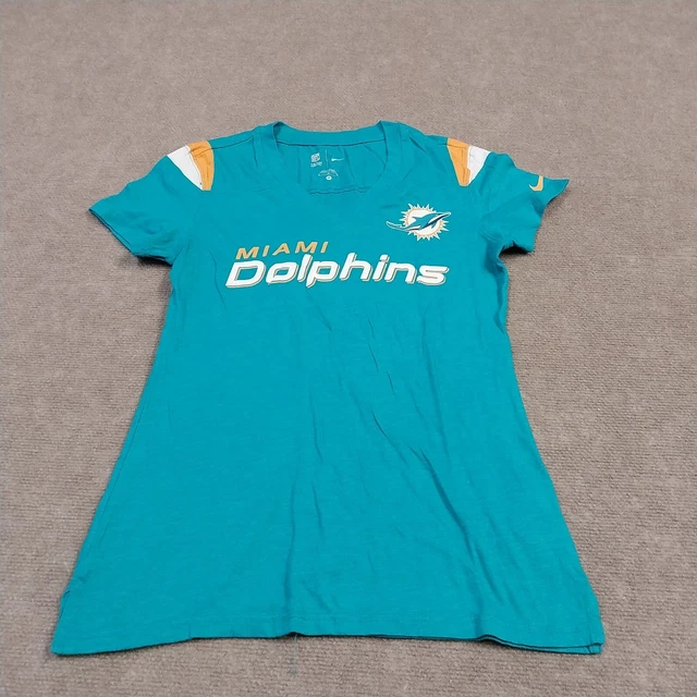 Nike NFL Miami Dolphins Womens Size Medium Blue Short Sleeves V-Neck Tee Shirt