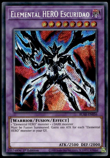 Yu-Gi-Oh! Elemental HERO Escuridao Secret Rare Card – BLAR-EN056 1st Edition Single
