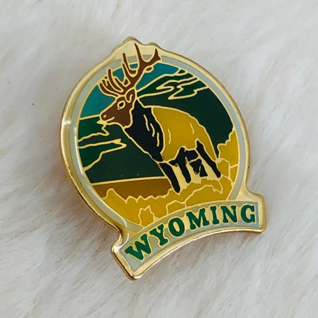 Vtg Wyoming Souvenir State Enamel Lapel Pin