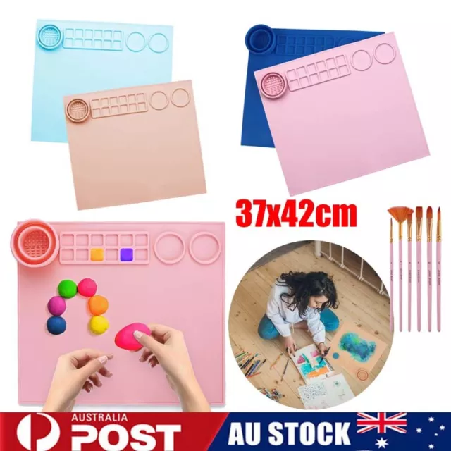 Non Stick Silicone Art Mat Waterproof Paint Palette Pad DIY Drawing Placemat AUS