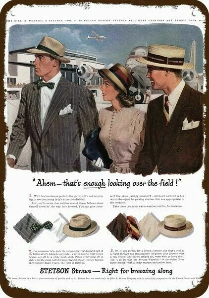 1947 Stetson Hats & American Airlines Vintage-Look DECORATIVE REPLICA METAL SIGN