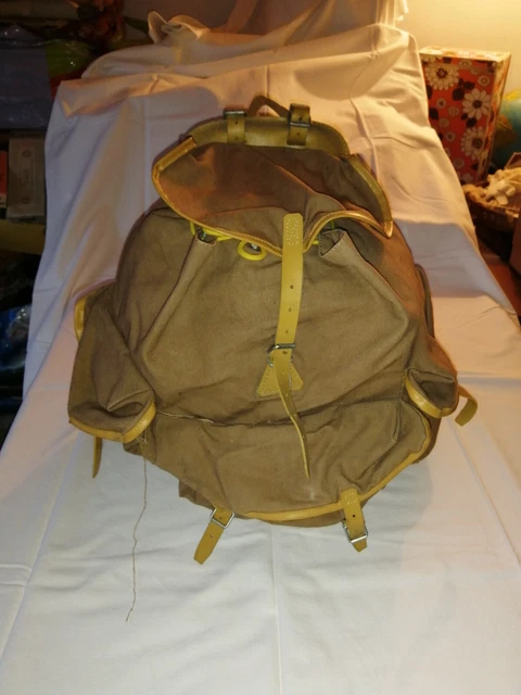 Ancien Sac à Dos De Randonnée Scout En Toile Kaki - Vintage Début 20ème Siècle, Origine France