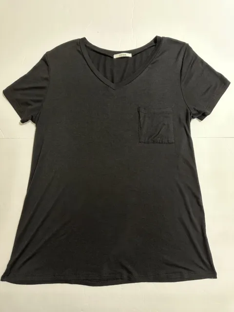 Active Basic Women's Black Solid Short Sleeve V-Neck T-Shirt Size Medium